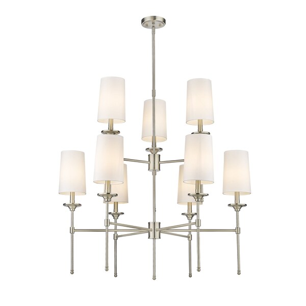 Z-Lite Emily 9 Light Chandelier, Brushed Nickel & Off White 3033-9BN - main